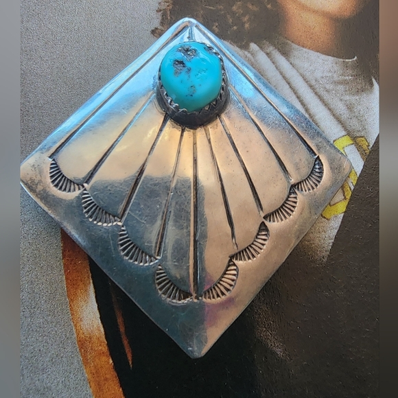 925 Sterling Silver Jewelry - Sterling Silver and Turquoise ( Native Made & Signed) Clip On's